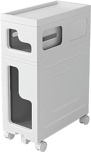 OPSREY Narrow Bathroom Floor Cabinet Storage Drawers, Space Saving Slim Toilet Paper Storage Cabinet with Casters Narrow Storage Drawer Cart Larg