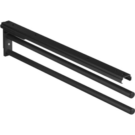 Gedotec H6008 Hand Towel Rail 2-Arm Extendible Tea Towel Holder Length 465 mm in Black Bathroom and Kitchen Cupboard Towel Rail Swivelling 90° Ma