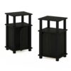 Furinno 3-Tier End, Side Table, Nightstand with Door, Engineered Wood, Espresso/Black, 1-Pack