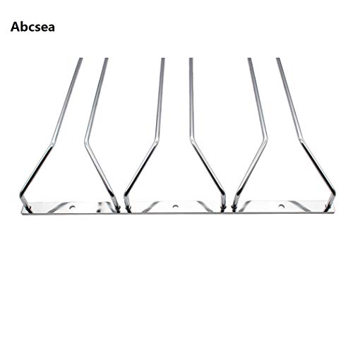 Abcsea 3 Rows Wine Glass Rack, 30cm Chrome Finished Wine Glass Holder Rack for Bar or Kitchen