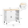 BHVXW Design Kitchen Trolley with Worktop Kitchen Island Kitchen Cabinet Trolley Sideboard on Wheels White Natural