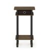 Furinno Turn-N-Tube Tall End Table, Side Table with Bin, Columbia Walnut/Black/Dark Brown