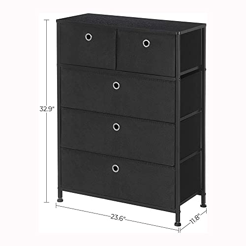 LIUZH Storage Chest Dresser 5 Fabric Drawers Closet Apartment Dorm 23.6 X 11.8 X 32.9 Inches