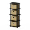 Furinno Toolless Shelves, Wood, Espresso/Black, one size,28.7 (W) x 73.15 (H) x 19.56 (D) cm