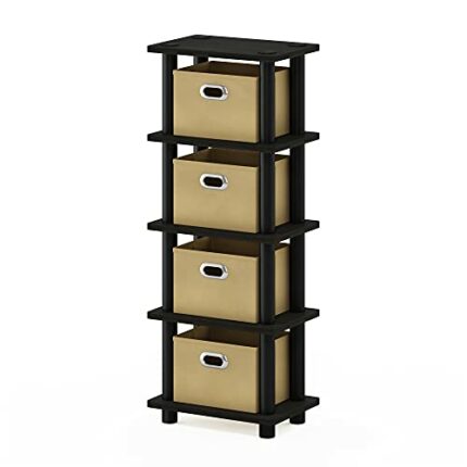 Furinno Toolless Shelves, Wood, Espresso/Black, one size,28.7 (W) x 73.15 (H) x 19.56 (D) cm