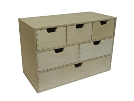 COLLECTOR Wooden World 5 Drawer Plain Wooden Storage Box Chest Cupboard Decoupage Solid Wood Jewellery Chest