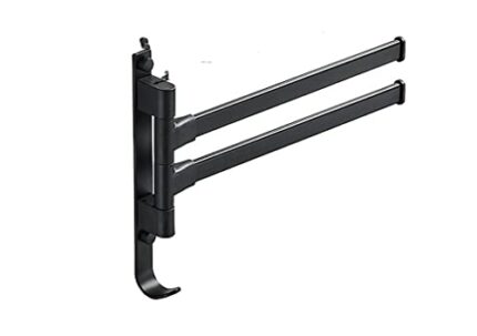 TBIIEXFL Bathroom Aluminum Towel Rack Rail Holder Black Swivel Rotating Hand Towel Bars Racks Wall Hanger Fixture Space Saving Hardware (Color :