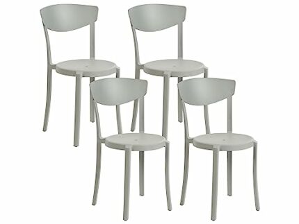Modern Set of 4 Garden Dining Chairs Lightweight Plastic Light Grey Resistant Vieste
