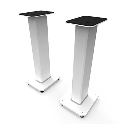 Kanto SX26W Universal Fillable Speaker Floor Stands for Bookshelf Speakers | 26" Tall | Adjustable Isolation Feet | Dedicated Cable Channel | Two