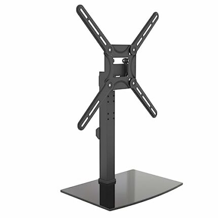 Barkan S320.B Tabletop TV Mount, 13 - 65 inch Swivel & Tilt Flat / Curved TV Stand Base, Holds Up to 36kg, Patented, Tempered Glass, Fits LED OLE