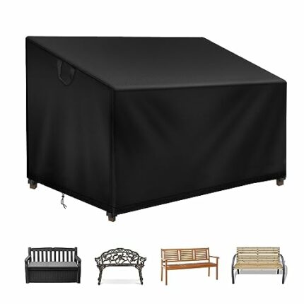 Raweao 2 Seater Garden Bench Cover Waterproof, Weatherproof Patio Bench Seat Cover Outdoor, 500D Oxford Heavy Duty Garden Loveseat Cover for Sofa