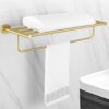 HIGOH Towel Racks,Bathroom Towel Rack Wall Mounted Towel Holder,Nordic Light All Copper Brushed Bath Towel Holder,Modern Simple Brass Towel Rack