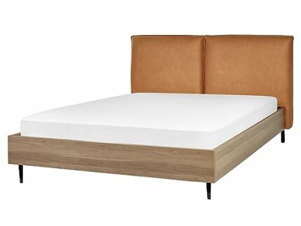 Modern EU King Size 5ft3 Bed Faux Leather Headboard Golden Brown Limanton