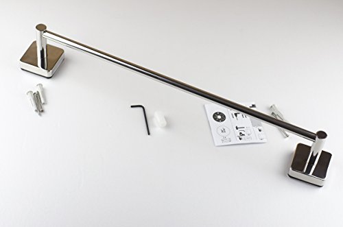 Kapitan Quattro Towel Bar Rail - 60 cm / 23.62 inches, Stainless Steel Square Style Kitchen Rack AISI 304 18/10, Polished Finish, Wall Mounted 3M