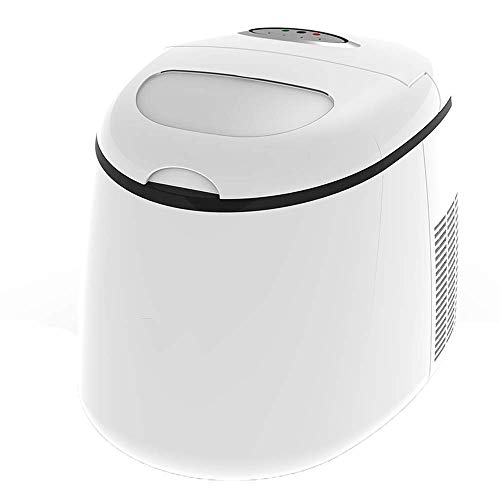 QUIM Portable Ice Maker, Countertop Ice Machine with Self-Clean Function, Ready in, Day Ice Cubes, Ice Scoop and Basket (White)