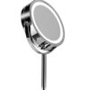 Croydex Chrome Illuminated Battery Operated Pedestal Mirror with 3x magnifying, H:30cm x W:12cm x D:18cm, MM703000E