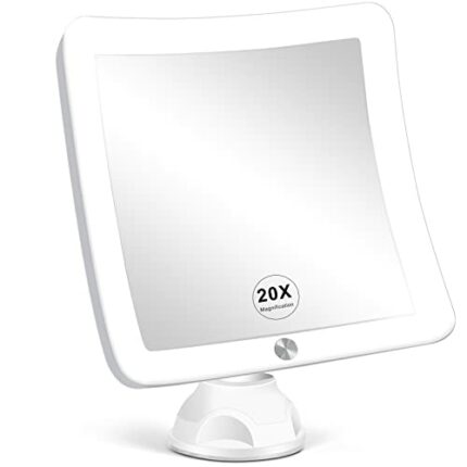 Fabuday 20X Magnifying Mirror with LED Light, Upgraded Lighted Makeup Mirror with Magnification, Portable Magnified Travel Mirror for Bathroom, S