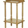 Premier Housewares Rubberwood Rectangle Console Table with Shelves Console Table Narrow Vintage Hall Table Telephone Table 62 X 36 X 29 Cm, Natur