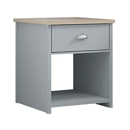 FWStyle Westbury Matt Grey Lamp Table Bedside with 1 Drawer and Open Shlef, Grey Bedside Cabinet, Bedside Table for Bedroom