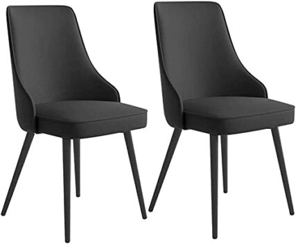 Kitchen Dining Room Furniture Chairs Kitchen Dining Chairs Set Of 2 Iron Skeleton Black Feet with Backrest Padded Seat PU Leather Reception Chair