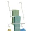 mDesign Over the Door Towel Rack with Hooks - Modern Bathroom Towel Rack with 2 Hooks for Bathroom Storage - Perfect Bathroom Hanging Towel Stora