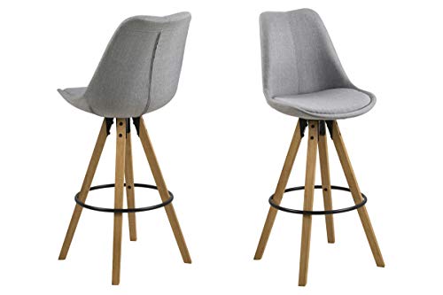 Amazon Brand - Movian Arendsee, Set of 2 Bar Stools, 55 x 48.5 x 111.5 cm (L x W x H), Light grey