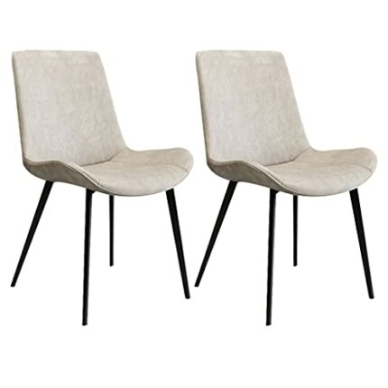 Kitchen Dining Room Furniture Chairs Dining Chairs Set Of 2 Kitchen Chairs with PU Cushion Seat Back, Modern Mid Century Living Room Side Chairs