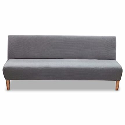 Carvapet Armless Sofa Cover Stretch Futon Cover Elastic Fabric Solid Sofa Couch Covers Universal Fitted Full Folding Sofa Bed Slipcover Furniture