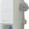 3 Tier Bathroom Floor Storage Cabinet with Door and Shelf, Small Thin Cabinet for Narrow Space, Toilet Paper Organizer