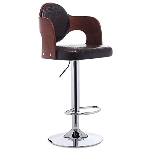 DINGZZ Solid Wood Bar Chair Household High Stool Reception Chair Simplicity Bar Nordic Barstool Backrest Stool Coffee Chair (Color : Argento)