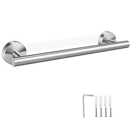 Hicoosee Towel Rail Stainless Steel Towel Holder Bath Towel Holder Towel Rail 12 Inches Silver