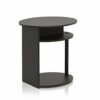 Furinno JAYA Simple Design Oval End Table, Side Table, Bedside Table, Walnut