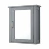 Teamson Home Wooden Bathroom Medicine Cabinet, Bathroom Wall Mirrored Cabinet, Removable Storage Cabinet, Adjustable Shelf, Grey, Mercer Collecti