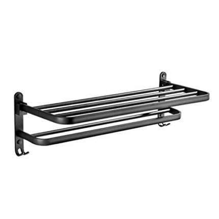 N/A Black Matte Space Aluminum Movable Bath Towel Rack Set 40cm Portable Bathroom/Kitchen Storage Racks Towel Holders Wall Mount