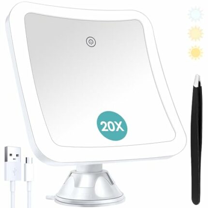 B Beauty Planet Magnifying Mirror with Light,20x Magnifying Lighted Makeup Mirror with Touch Control and Suction Cup,Rechargeable,360° Rotation,B