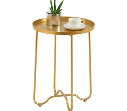 ZYZMH Nordic Iron Small Coffee Table Foldable Gold Color Simple Sofa Side Table Living Room Balcony Garden