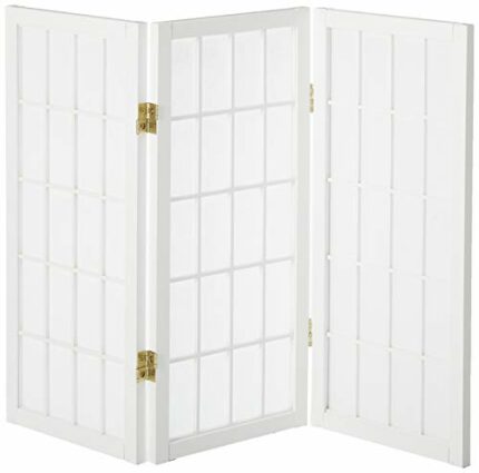 Oriental Furniture 2 ft. Tall Desktop Window Pane Shoji Screen - White - 3 Panels