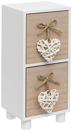 Maturi White Woven Heart Mini Wooden Two Drawer Chest