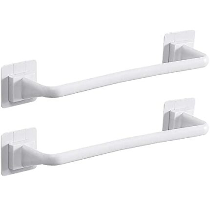 2 Pieces Towel Bar rail, Plastic Wall mount Pot Lid Rack, Self Adhesive Hanger Rail Organizer Holder, Bar Bathroom Accessories, for Kitchen Bathr