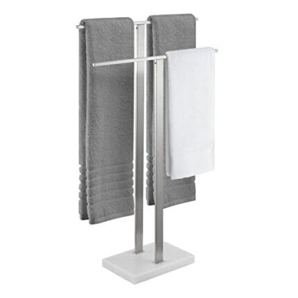 KES Free Standing Towel Rail for Bathroom Towel Stands 2-Tier Towel Rack with Marble Base SUS304 Stainless Steel Brushed Finish, BTH217-2