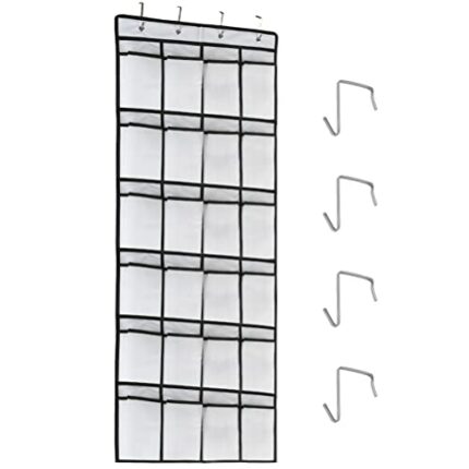 "N/A" Over Door Shoe Storage,24 Mesh Pocket Hanging Organiser Over the Door,55×150cm Shoe Racks Shoe Storage Hanging,with 4 Reversible Metal Over