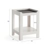 Meerveil Side Table, End Table with Tempered Glass Modern Style for Living Room Bedroom Office, W45 x H60 x D45 cm, Cream White