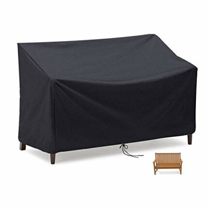 Flymer 2/3/4 Seater Bench Cover, Waterproof and Windproof and Tear proof 210D Oxford Fabric Anti-UV Furniture Cover for Outdoor Patio Bench - Bla