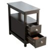 Sunangmas Ultra-thin bedside table with 2 drawers in the bedroom, retro coffee table side table in the lounge area in the living room, and space-