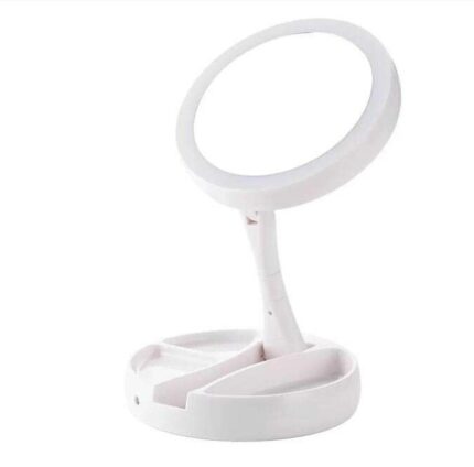 ROSEBEAR Makeup Mirror With LED Light, Vanity Mirror 1/10X Magnification Mirror, Cosmetic Mirror Foldable Mirror for Travel Battery and USB Power