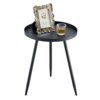 APICIZON Black Side Table Metal, Small Round Coffee Table for Living room/Bedroom/Bathroom/Balcony, Tray BedSide Table End Table, 41 x 41 x 49 cm