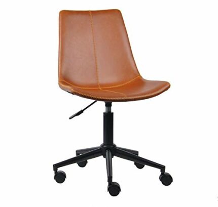 ASPECT Lombardi Padded Office Chair,Tan Faux Leather Seat and Black Base, W47xD37xH82-93cm