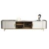 N/A Coffee Table TV Cabinet White Black Vertical Texture Led Lamp Glass Door Home Furniture Set (Color : Argento, Size : Light Grey)