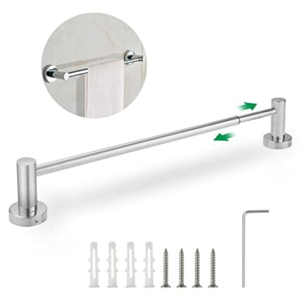 SENENQU Stainless Steel Towel Rail, 40-70cm Adjustable Wall Mounted Towel Holder with Screws, Expandable Polished Towel Bar Rack for Bathroom Kit