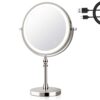 UUCOLOR Makeup Mirror with Lights USB Rechargeable 8 Inch 3 Color Lights Two Sided 1X/10X Magnification LED Vanity Mirror Touch Control 360°Rotat